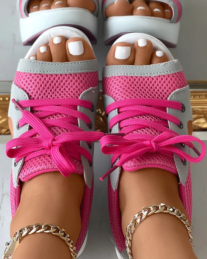 Lace-Up Wedge Sandals