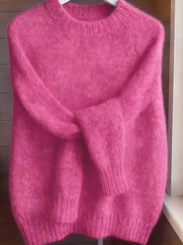 Solid Round Neck Knit Sweater