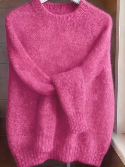 Solid Round Neck Knit Sweater