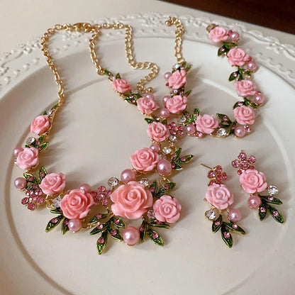 Crystal Pearl Necklace Set
