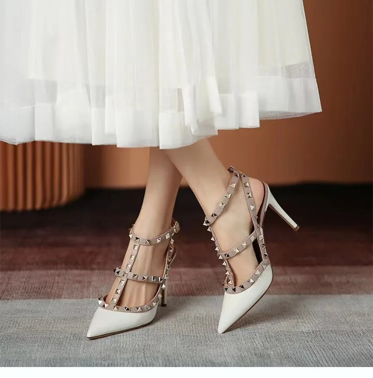 Rivet-Accent Pointed High Heels