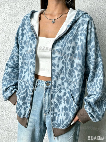 Leopard Print Hooded Sweatshirt