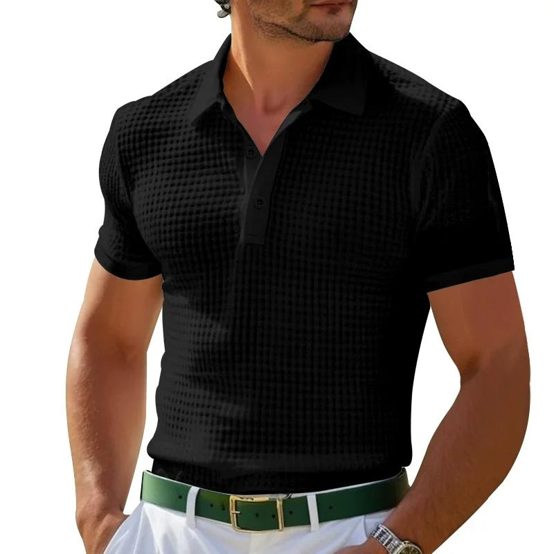 Solid Button Casual Polo