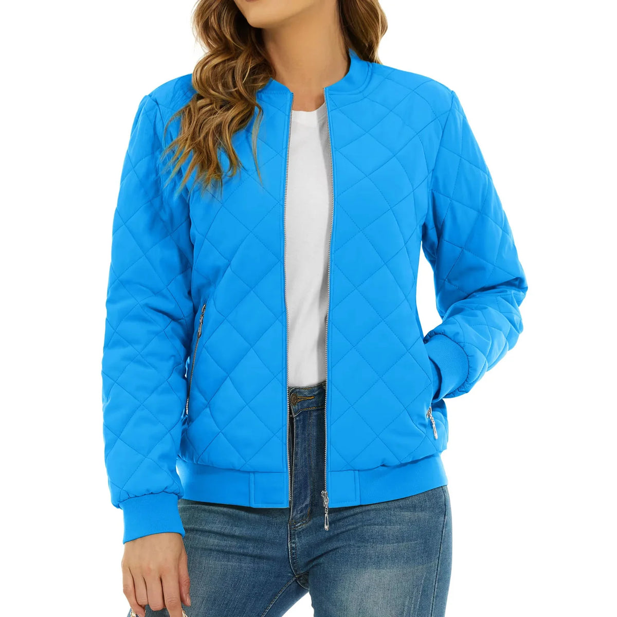 Diamond Quilted Bomber Jacket