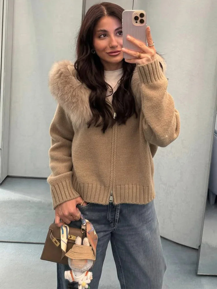 Knit Zip Cardigan Hoodie