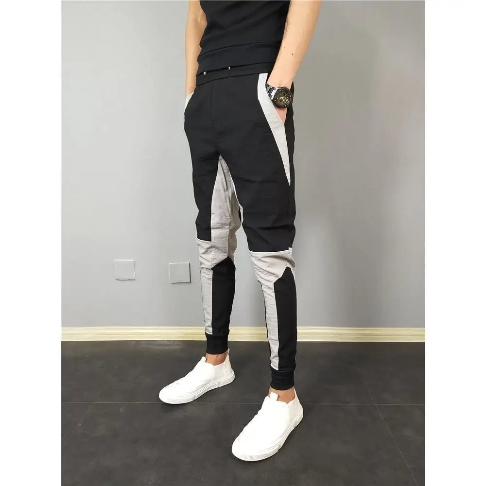 Slim Elastic Casual Patchwork Korean Trouser