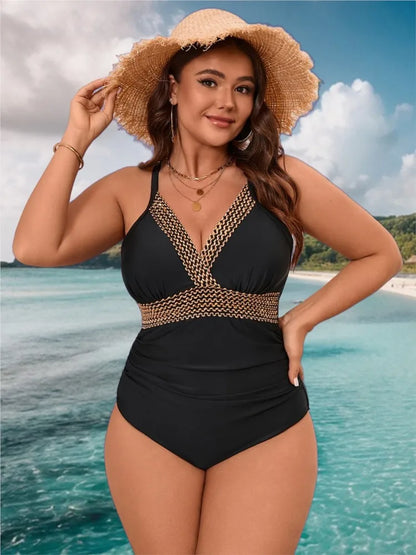 L-5XL Plus Size High Waist Push Up Swimsuit