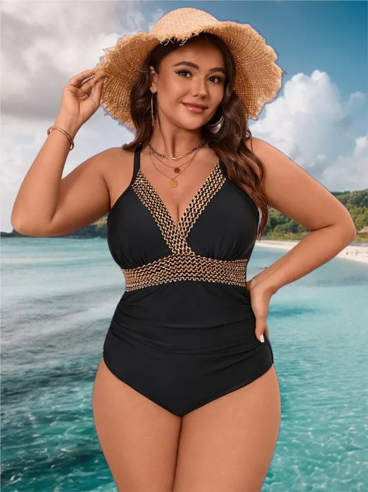 L-5XL Plus Size High Waist Push Up Swimsuit