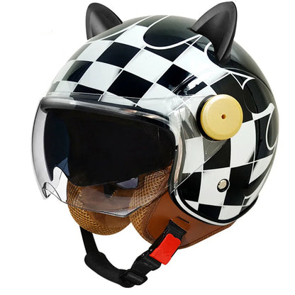 Retro Half-Face Cat-Ear Helmet