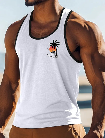 Hawaiian Coconut Print Tank Top