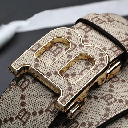 Luxury leather B buckle belt
