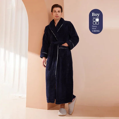 Autumn Winter Thick Cotton Flannel Bathrobe