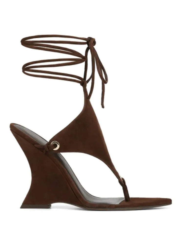 Chunky Wedge Lace-Up Sandals