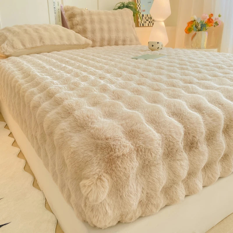 Plush Rabbit Fleece Bed Sheet