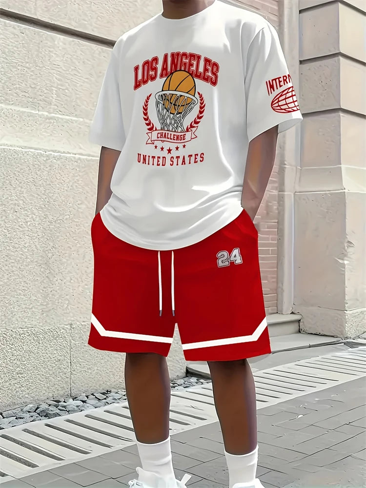 3D Animal Print Casual Shorts Set