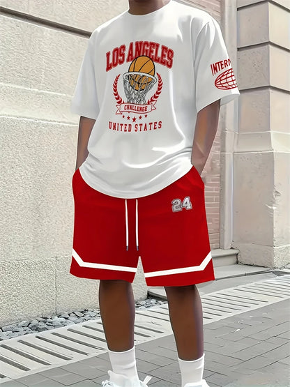 3D Animal Print Casual Shorts Set