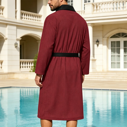 Long Patterned Belted Bathrobe