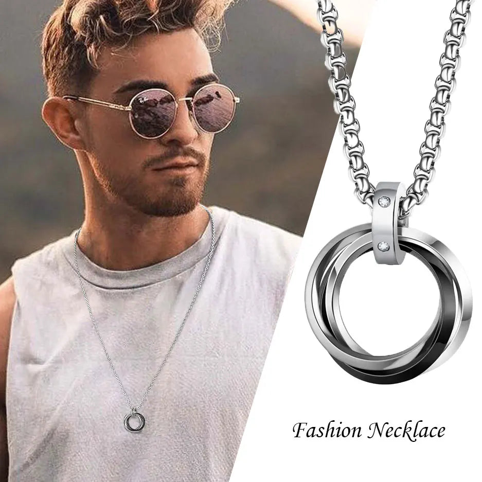 Metal Round Stainless Circle Necklace Party
