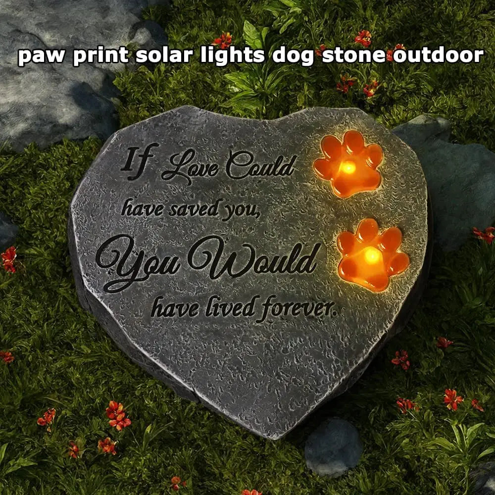 Heart-Shaped Solar Pet Memorial Stone