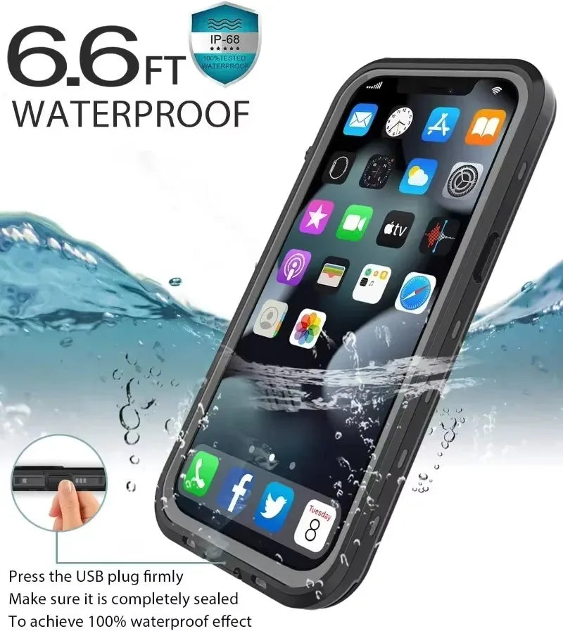Full Body Waterproof Case for iPhone 15 Pro Max | 15 Pro | 14 Pro Max | 14 Pro | 13 Pro Max | 13 Pro
