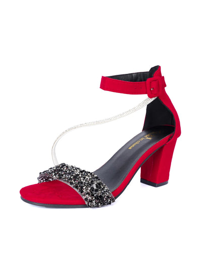 Mid Heel Button Sandals