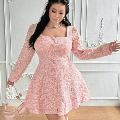 Square Collar A-Line Dress