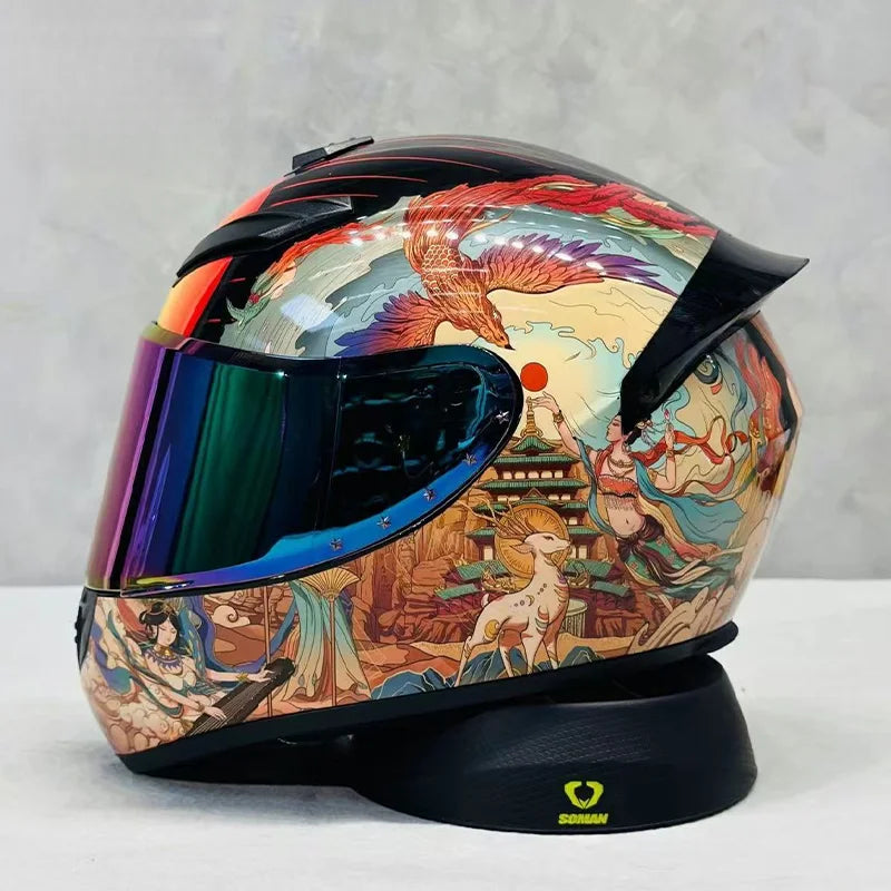KEAZ Retro Vintage Full-Face Helmet
