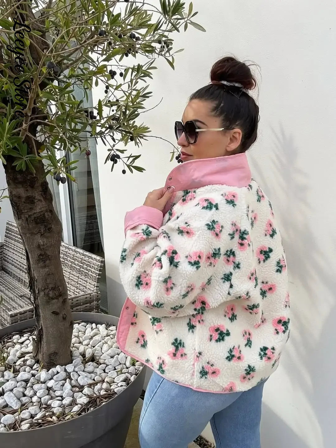 Reversible Floral Sherpa Jacket