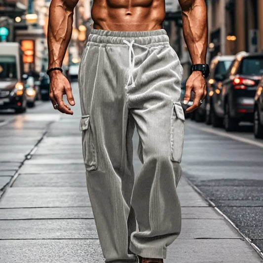 Corduroy straight casual pants