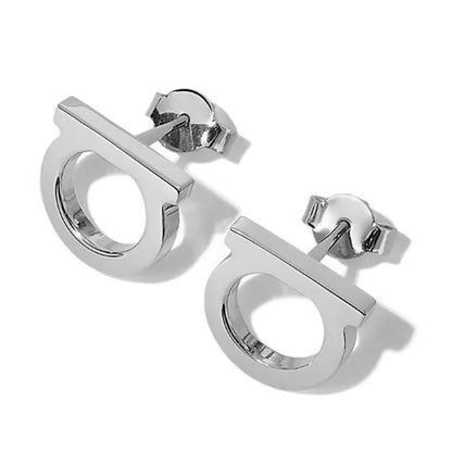D-Shaped Stud Earrings