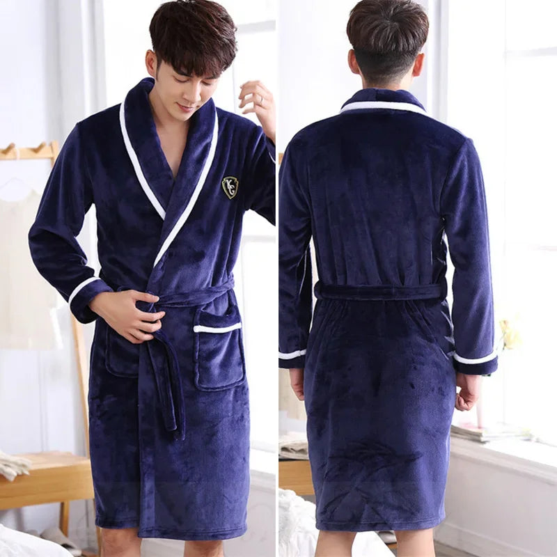 Men’s Plus Size Flannel Kimono Robe