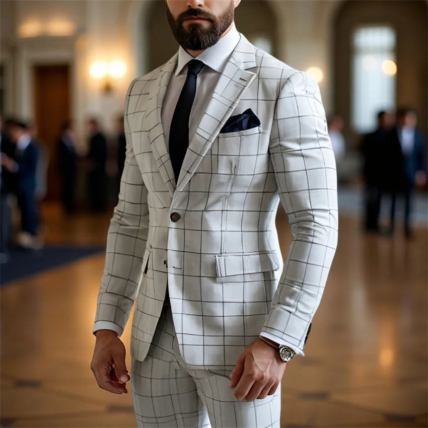 Plaid Business Party Wedding Suit