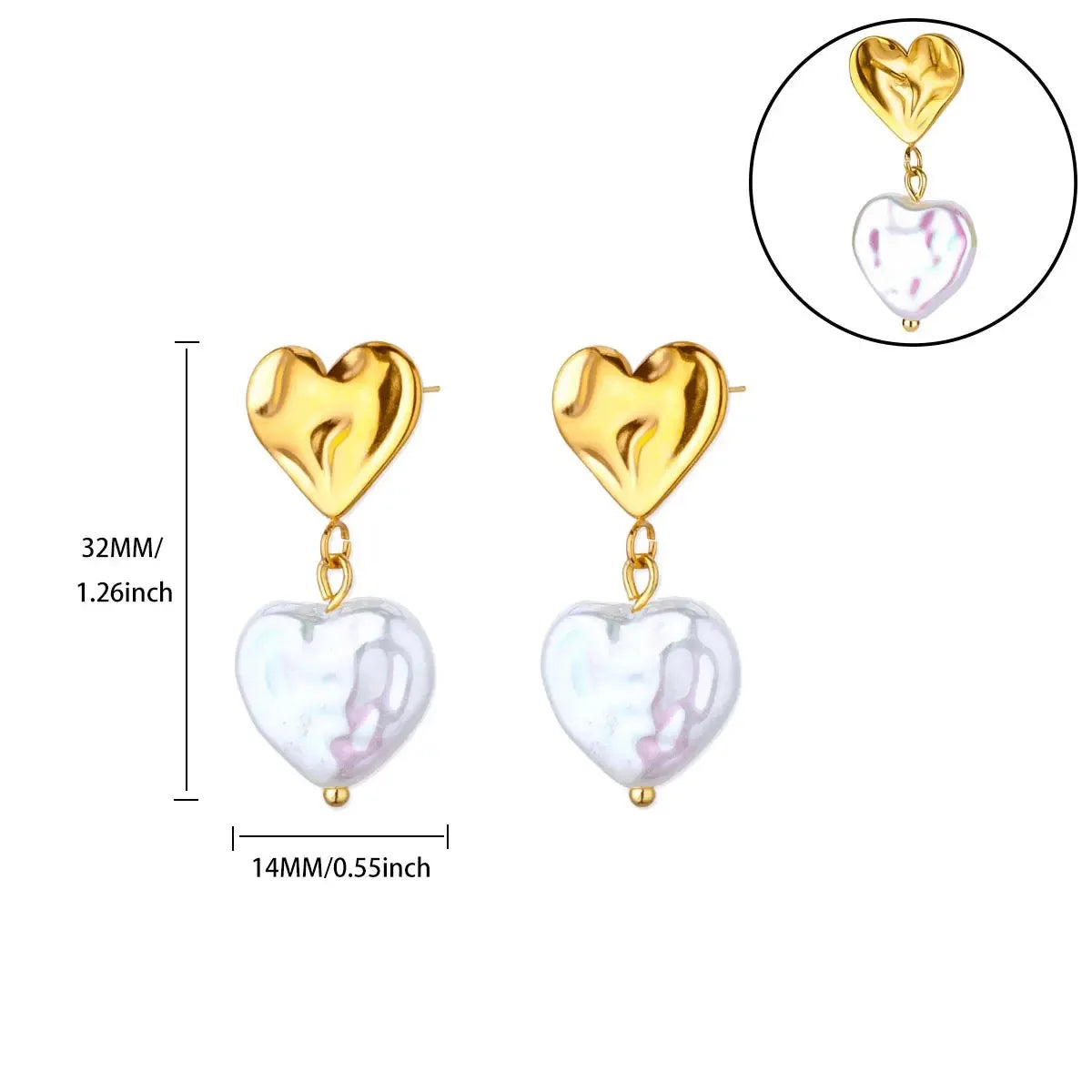 Hollow zircon heart earrings
