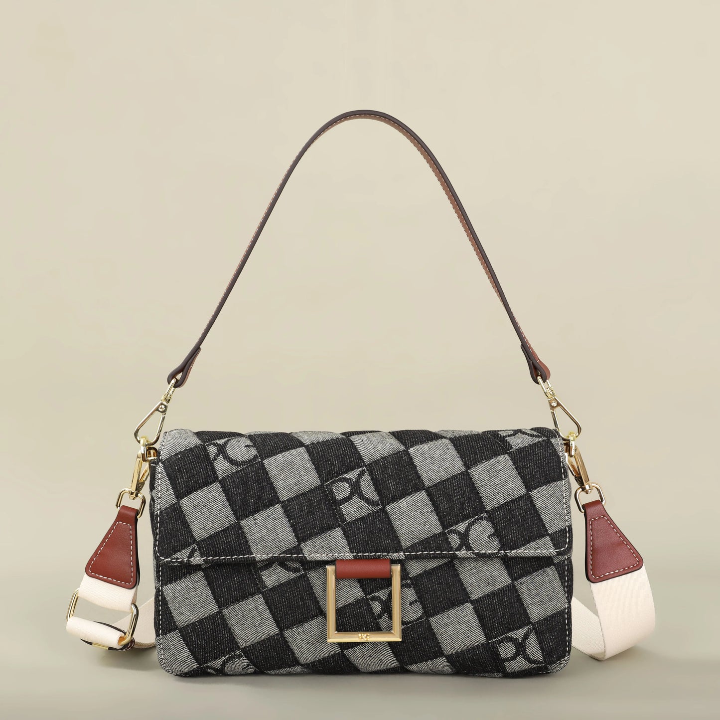 Cotton Letter Print Satchel