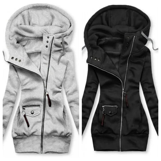 Women Oversize Patchwork Zip Hoodie