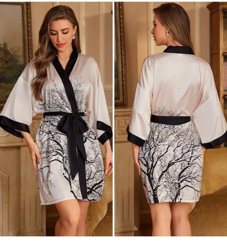 Printed Satin Lounge Robe