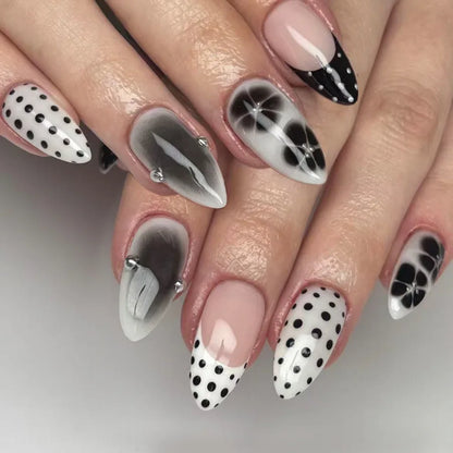 3D Flower Almond Press-On Nails