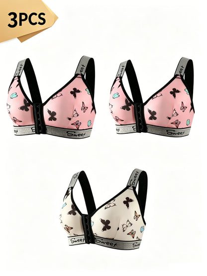 Front-Closure Multi-Color Bra Set