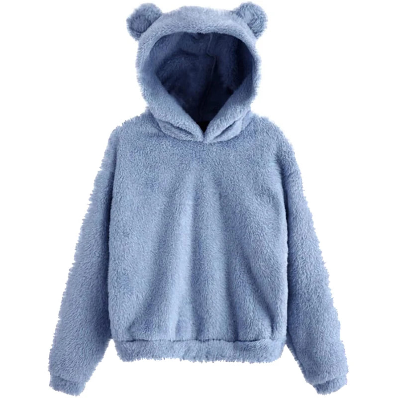 Bear Ear Fluffy Pullover Hoodie