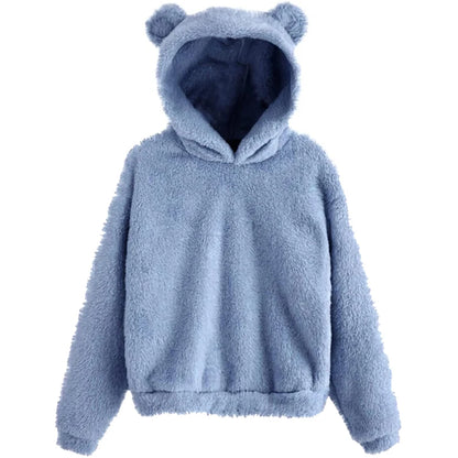 Bear Ear Fluffy Pullover Hoodie