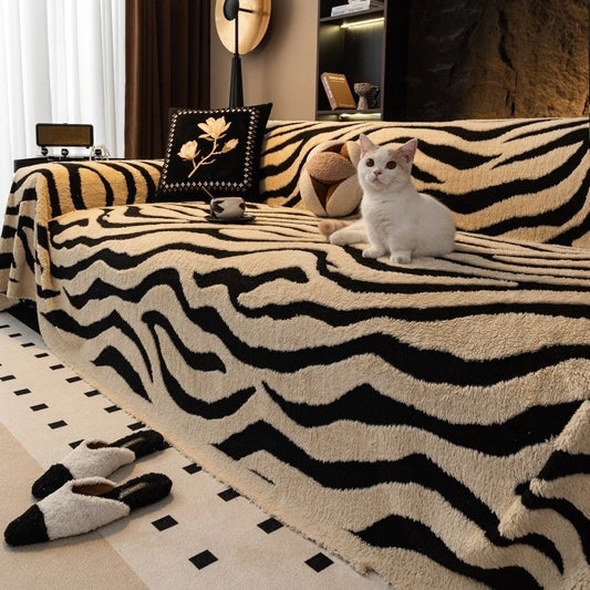 Zebra Fleece Sofa Cover