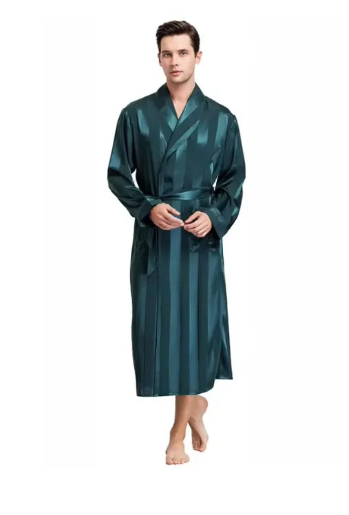 Plus-Size Striped Kimono Bathrobe