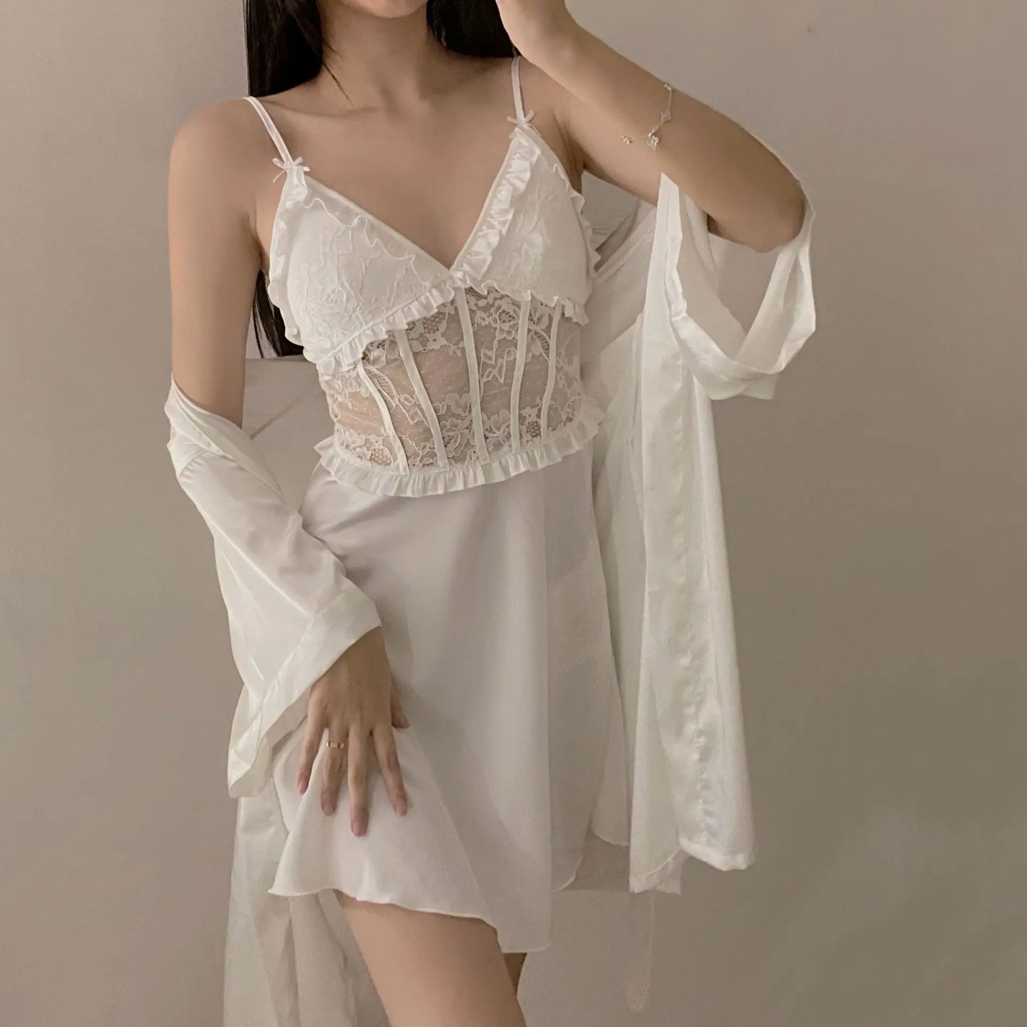 2 Pcs Nighty & Bathrobe Set