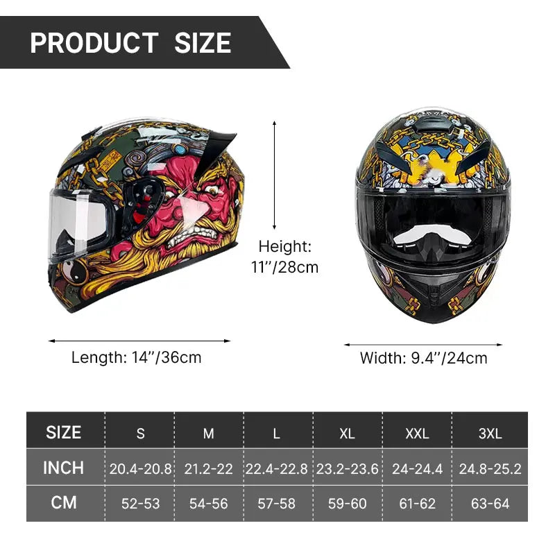 KEAZ Retro Vintage Full-Face Helmet