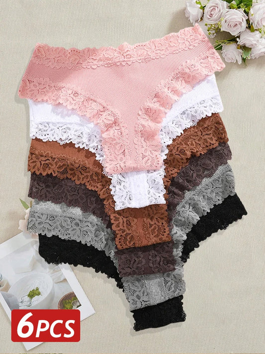 Lace Cotton Brazilian Panty Set