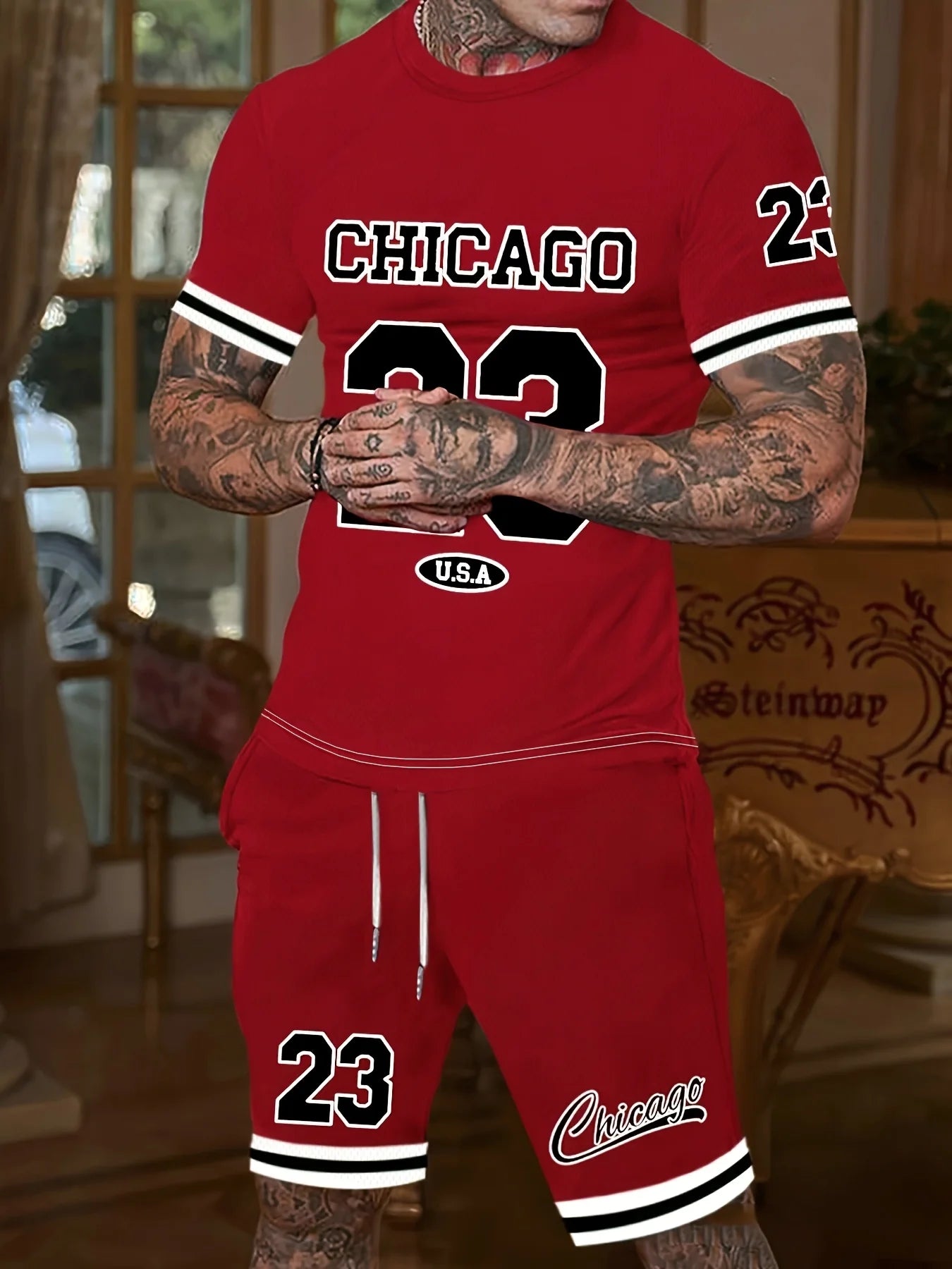 Chicago Print T-Shirt Shorts Set