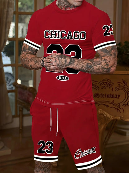 Chicago Print T-Shirt Shorts Set