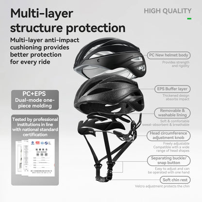 Magnetic Goggle Integrated Road Bike Helmet