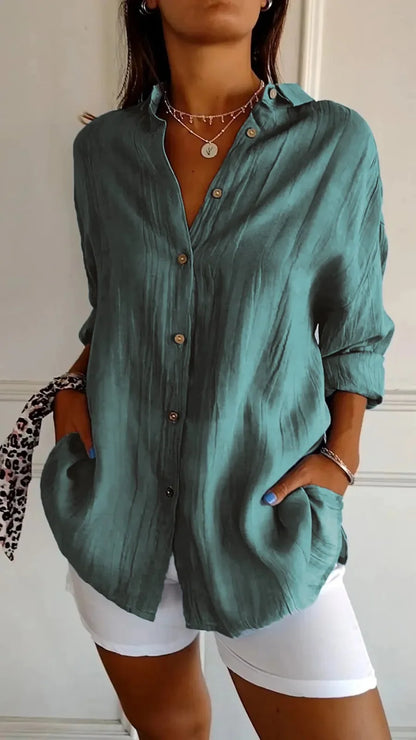 Women Solid Color Street Shirt