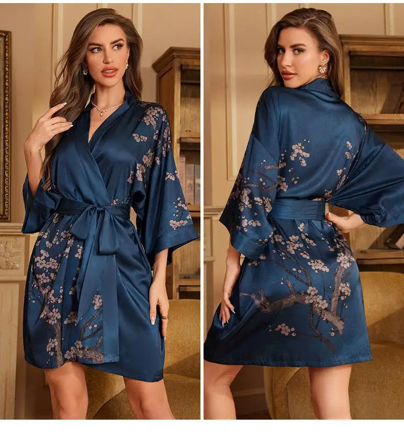 Printed Satin Lounge Robe